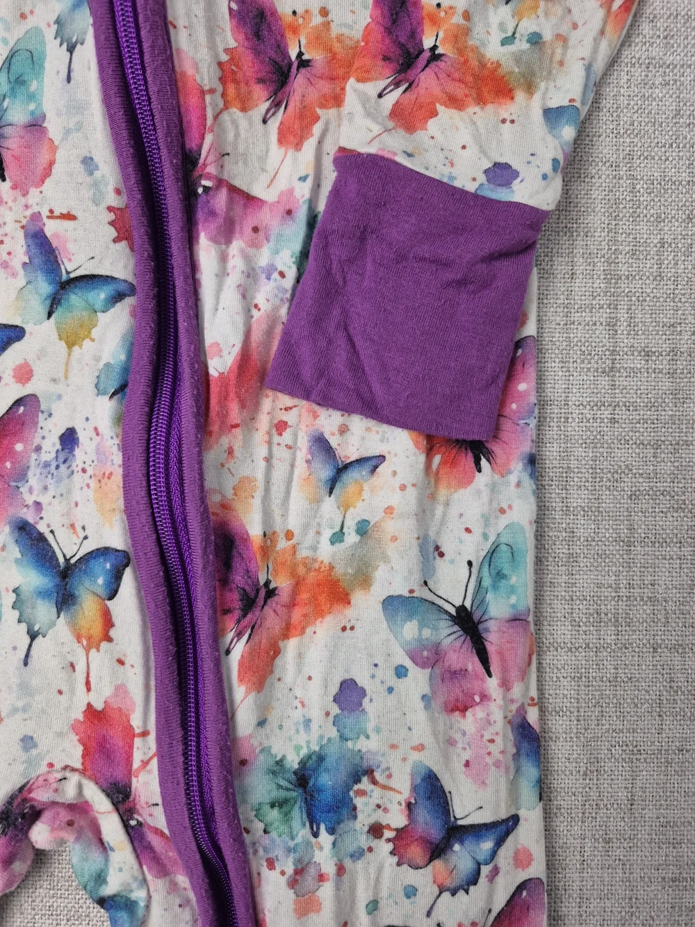Bamboo Watercolor Butterfly Zip One Piece Romper Pajamas 18-24M